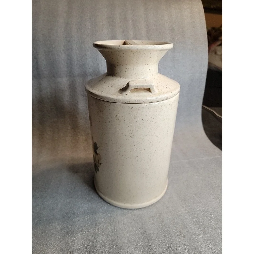 Ceramic Milk Can‎ Shape Cookie Jar With Flower Design & The Word Cookies